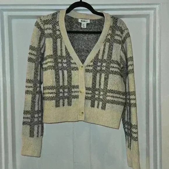 William Rast Womens V-Neck Button Long Sleeve Cardigan Black Tan Size XL - Picture 1 of 9